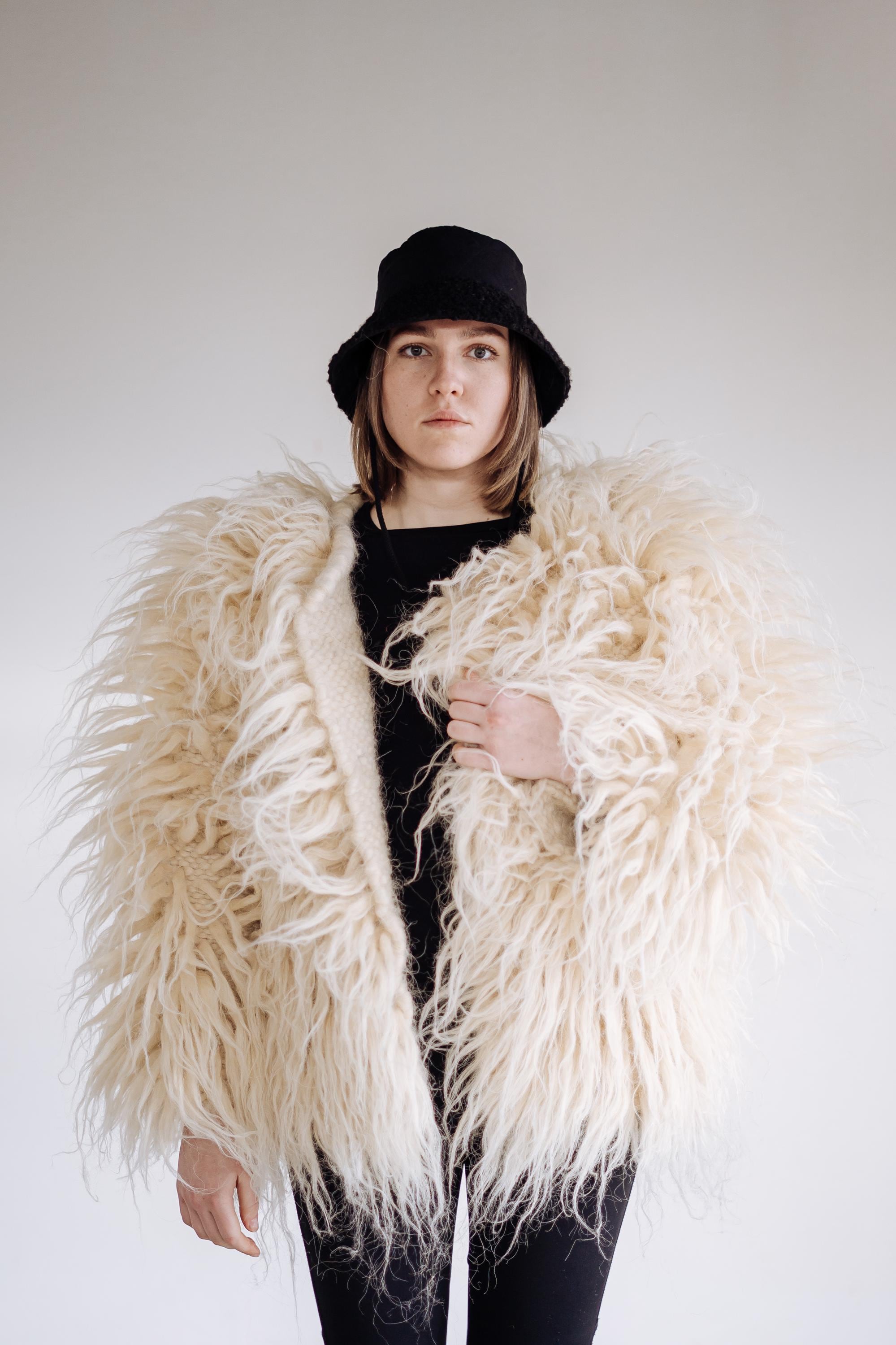 Handwoven Short Shaggy Wool Jacket: Oversized Carpathian Coat - Etsy