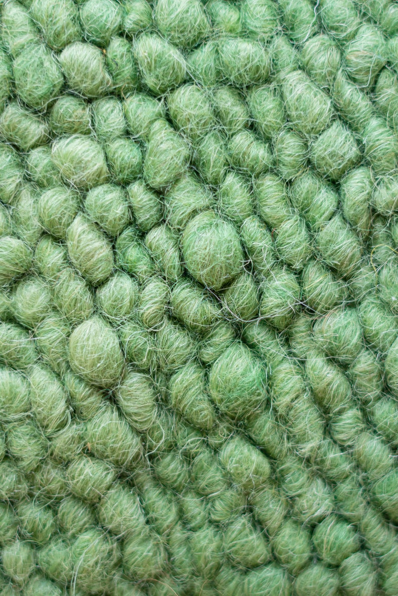 Bumpy Wool Rug Handwoven Green Wool Pillow Cover: 18