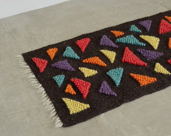 Multicolor rug Multicolor triangle rug Triangle rug Wool rug Wool running rug