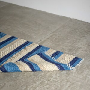 Blue wool rug, striped kitchen floor mat, throw bathroom kilim rug, nautical nursery decor, area runner rug, modern home decor image 7