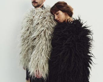 Handwoven Short Shaggy Wool Jacket: Oversized Carpathian Coat - Etsy