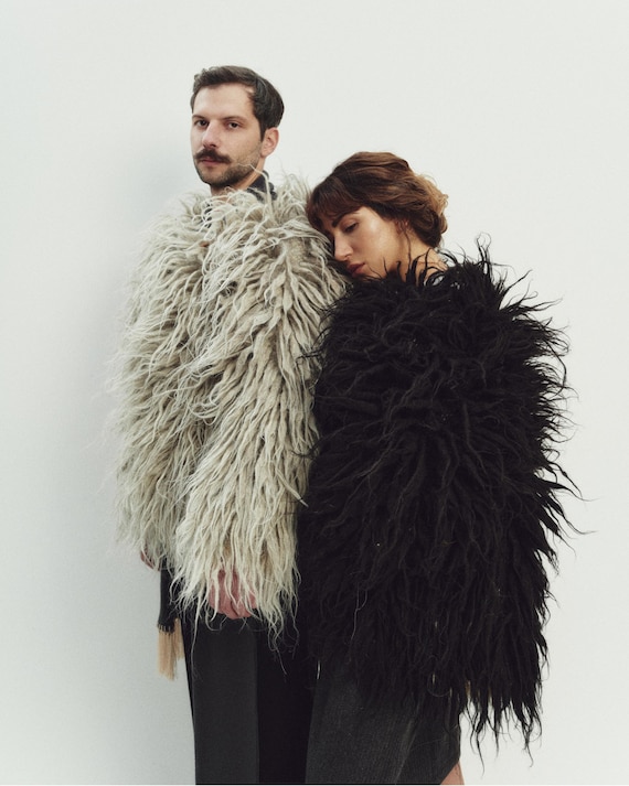 Handwoven Short Shaggy Wool Jacket: Oversized Carpathian Coat - Etsy
