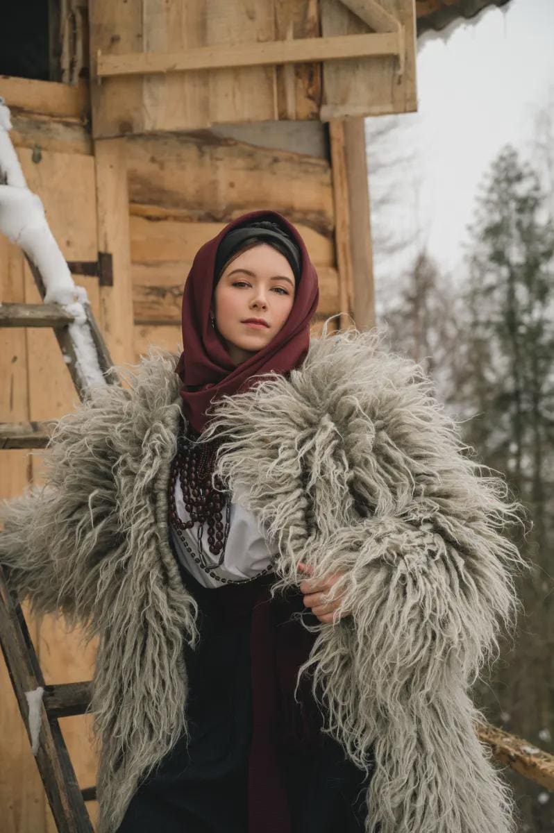 Handmade Long Shaggy Wool Jacket: Oversized Carpathian Coat, Gunya