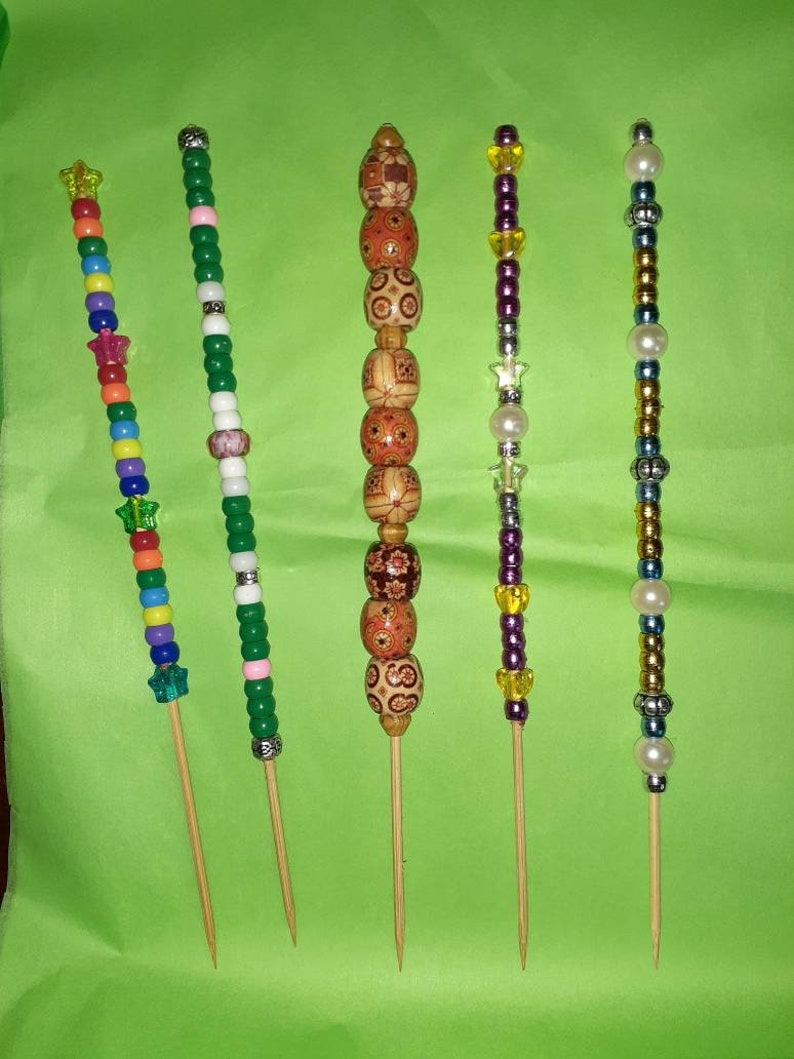 Beaded Plant Garden Stakes Decorative Garden Accessories Etsy
