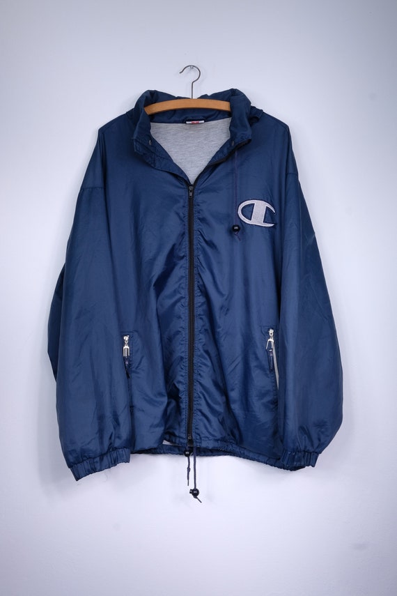 Vintage 90er Champion Big Embroidered Logo Blue Ja