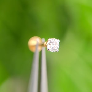 14kt Solid Gold .07 CT Echter Diamant Knorpel Tragus Solitaire Ohrstecker, Daith, Conch, Helixohrring, Diamantohrring Für Ihn Sie