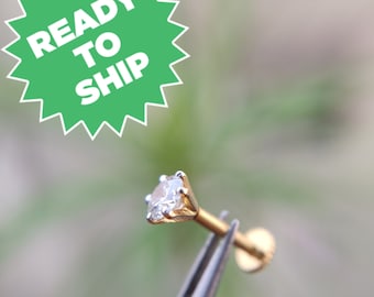 14k Gold Diamond Stud Earrings Genuine Solitaire Earrings, 0.10 Carat Natural Diamond Studs Real Gold Minimalist Earrings, Mother’s Day Gift
