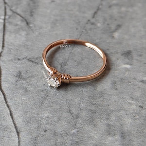 14Kt Gold Certified Genuine Diamond Engagement Ring, Minimalist Diamond Ring, Diamond Ring, Stacking Ring, Dainty Ring, Tiny Diamond Ring