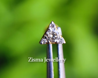 Triangle Shaped Diamond Stud Earring For Women And Girls | 14K Solid Gold Cartilage, Helix, Earlobe, Tragus Ear Piercing Stud Gift For Her
