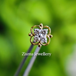 Dainty Flower Diamond Earring | Natural Diamond Stud Earring For Women | 14Kt Solid Gold Flower Shaped Diamond Stud Earring Gift For Her