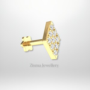 14k Gold Natürliche Diamant Ohrstecker Für Frauen | Knorpel, Helix, Ohrläppchen, Tragus Ohrstecker | Hochzeitstag Ohrring Geschenk für Sie