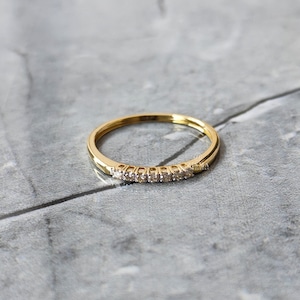 Thin 7 Diamond Eternity Band, 14k Solid Gold, Dainty Diamond Ring, Minimalist Gold Ring, Diamond Wedding Ring, 14k Rose, White, Yellow Gold.