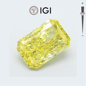 Radiant Cut 5.07 Carat Fancy Vivid Yellow Lab Grown Loose Diamond | Certified Long Rectangular Canary Stone with Maximum Sparkle Jewelry CVD