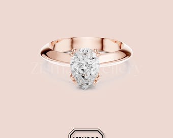 Pear Lab Diamond Engagement Ring: 14k Gold Solitaire, IGI Certified