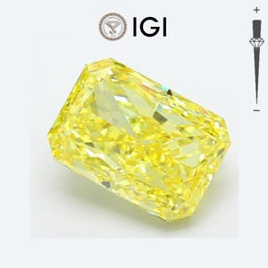 Radiant Cut 6.00 Carat Fancy Vivid Yellow VS1 Lab Grown Loose Diamond | Certified Long Rectangular Lemon Stone with Ultimate Sparkle CVD