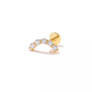 14K real Solid Solid Gold echte Diamant Kurve Bar Knorpel, Daith, Helix, Tragus, Conch, Rook Kletterer Ohr Post Stud, Piercing Ohrring Bolzen