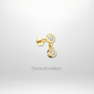 Diamant baumelnde Ohrringe | 14k Gold und natürliche Diamant baumelnde Ohrringe | Zierliche Diamant Ohrringe | Geburtstagsstecker Ohrring Geschenk für sie
