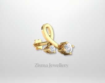 14k Gold Diamond Curve Labret, Tragus Conch Piercing, Internally Threaded