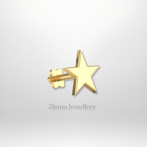 Star Earring Stud, Solid 14Kt Gold Star Shaped Stud Earrings, Tiny Star Earring, Earlobe Earring, Cartilage Star Earring Stud Gift For Her