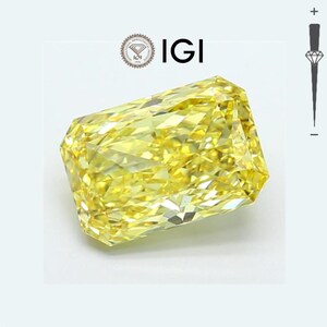 4.01 Ct Intense Lemon Yellow Radiant Cut Lab Diamond | IGI Certified Vivid Rectangular Modified Brilliant Loose Gem for Heirloom Jewelry