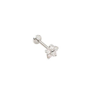 14K Gold Diamond Floral Stud Earring, Dainty Diamond Earrings ...