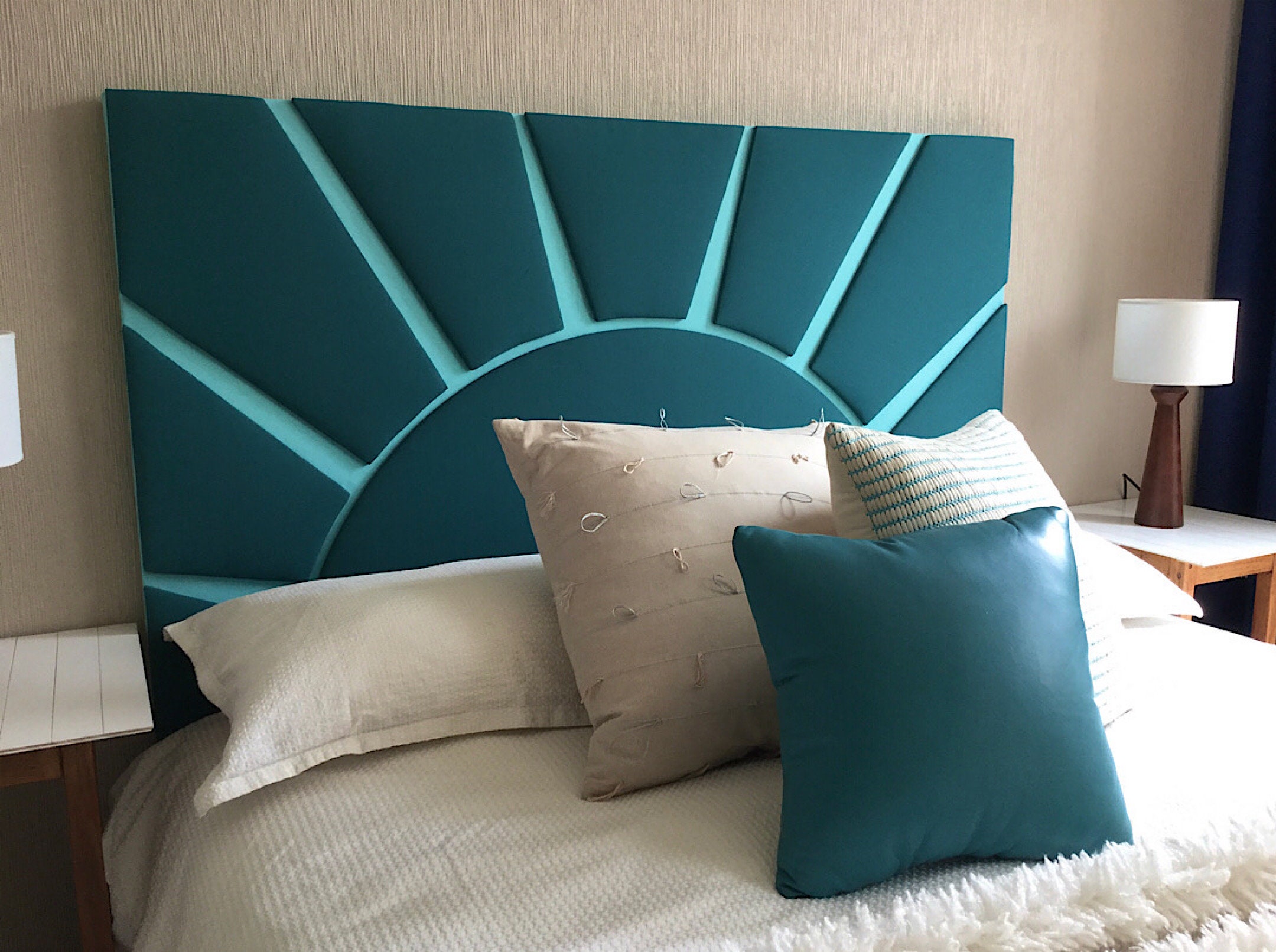 Unique handmade queen size upholstered headboard. One of a Etsy