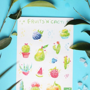 Fruits'n'Cactusti stickervel / zestaw naklejek owocowo - kaktusowych