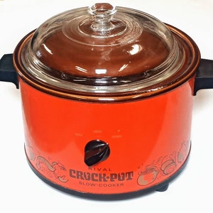 Rival Crockpot 3.5 Qt Model 3100 Glass Lid Red Orange 