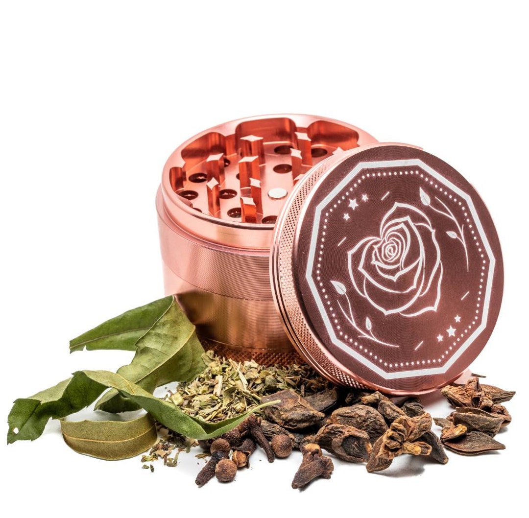Baked Herb Grinder Pink Rose 4 Piece Spice Grinder With Pollen Catcher