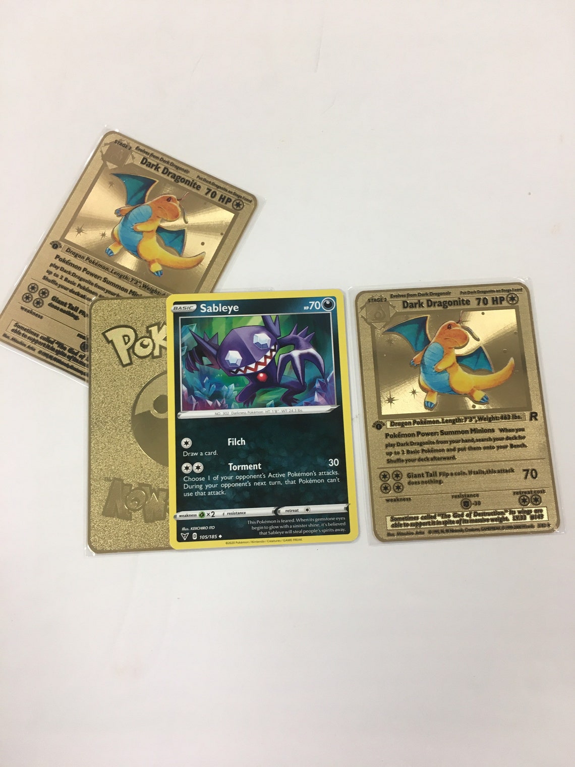 Dark Dragonite Custom Gold Metal Pokémon Card Shadowless | Etsy