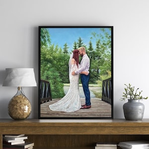 Framed Oil Portrait Painting, Custom Couples Portrait,Personalized Wedding Painting on Canvas, Painting from Photo,Memorial Anniversary Gift