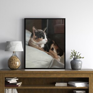 Framed Cat Portrait Painting, Custom Pet Portrait on Canvas, Cat Wall Art, Cat Oil Portrait with Frame, Dog Portrait Painting, Cat Mom Gift