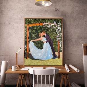 Framed Wedding Portrait Painting on Canvas,Couples Oil Portrait from Photo,Custom Family Portrait ,Framed Oil Portrait Painting,Wedding Gift