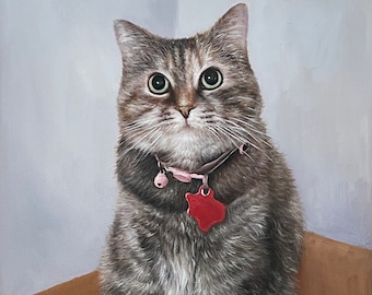 Custom Cat Portrait from Photo, Custom Pet Portrait, Commission Portrait Painting on Canvas, Kitty Painting,Handpainted Pet,Cat Loss Gift
