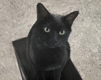 Custom Cat Portrait, Commission Cat Painting, Kitty Portrait, Black Cat Wall Art, Oil Painting of Your Cat, Cat Loss Gift, Cat Lover Gift