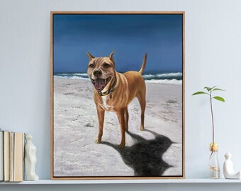 Framed Dog Painting Ready to Hang,Custom Pet Portrait from Photo, Commission Dog Wall Art,Pet Portrait with Solid Background,Pet Loss Gift
