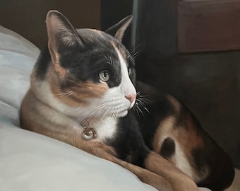 Personalized Cat Portrait, Pet Painting from Photo, Custom Cat Oil Portrait, Dog Painting, Cat Fine Art, Cat Mom Gift,Pet Loss Memorial Gift