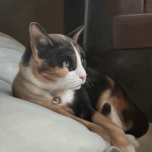 Personalized Cat Portrait, Pet Painting from Photo, Custom Cat Oil Portrait, Dog Painting, Cat Fine Art, Cat Mom Gift,Pet Loss Memorial Gift