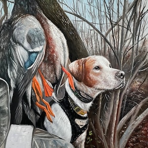 Custom Dog Portrait Painting from Photo, Hunting Dog Painting Gift, Hand Painted Dog Art, Commission Pet Portrait from Photo, Dog Lover Gift