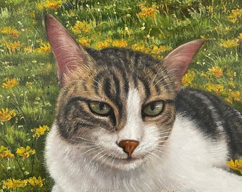 Personalized Cat Painting, Custom Cat Oil Portrait, Cat Art, Dog Painting, Pet Painting from Photo, Animal Painting, Pet Loss Memorial Gift