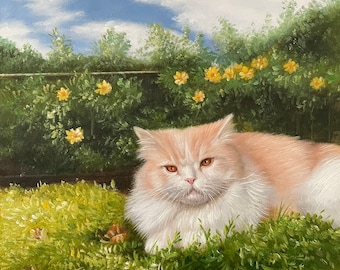 Custom Pet Portrait from Photo, Personalized Cat Portrait Painting, Hand Painted Oil Painting, Cat Picture Custom, Pet Loss Memorial Gifts
