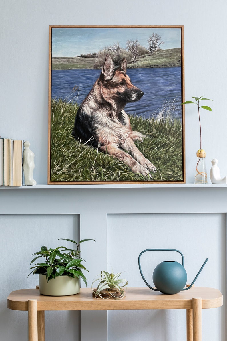 Framed Dog Portrait Painting, Custom Dog Painting on Canvas, Hand Painted Pet Oil Portrait, Cat Painting, Dog Lover Gifts,Pet Loss Gift image 1