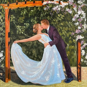 Custom Wedding Portrait from Photo,Oil Painting on Canvas,Couple Portrait,Commission Family Painting,Personalized Wedding Gifts,Gift for Her