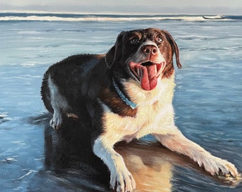 Custom Dog Painting on Canvas, Dog Portrait Quotes from Photo, Animal Portrait Painting, Personalized Pet Portrait, Pet Loss Memorial Gifts