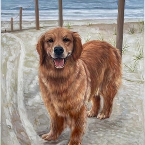 Custom Pet Portrait Painting, Dog Portrait on Canvas, Personalized Pet Gifts, Golden Retriever Portrait Art, Commission Portrait Painting