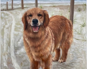 Personalisiertes HaustierPortrait, Hundeportrait auf Leinwand, Personalisiertes Haustier Geschenk, Golden Retriever Portrait Art, Auftragsportrait Gemälde