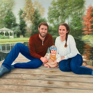 Custom Family Portrait Painting from Photo, Kids Portrait on Canvas,Couples Portrait Painting,Custom Portrait Gift,Anniversary Gift for Wife