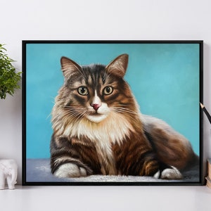 Custom Cat Painting, Framed Pet Portrait,Custom Pet Painting from Photo,Oil Painting of Your Cat, Cat Lover Gift,Realistic Pet Memorial Gift