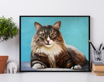 Custom Cat Painting, Framed Pet Portrait,Custom Pet Painting from Photo,Oil Painting of Your Cat, Cat Lover Gift,Realistic Pet Memorial Gift
