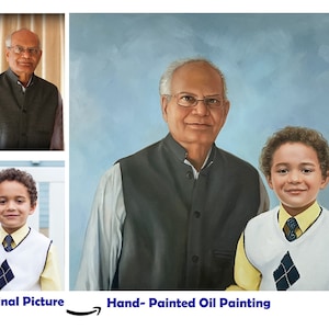 Custom Portrait Painting from Photo, Family Portrait on Canvas, Commission Children Oil Portrait, Hand-Painted Couple Portrait Painting